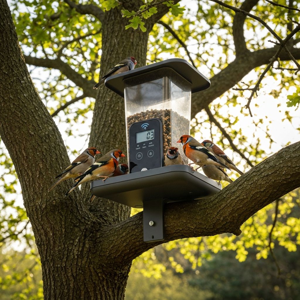 Smart bird feeder in nature